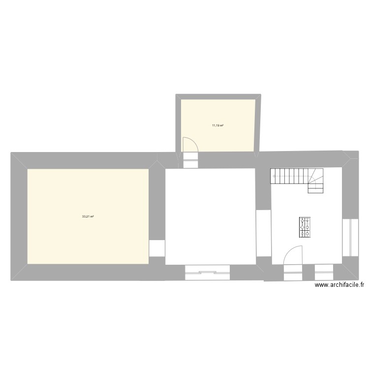 La gree fichet. Plan de 2 pièces et 44 m2