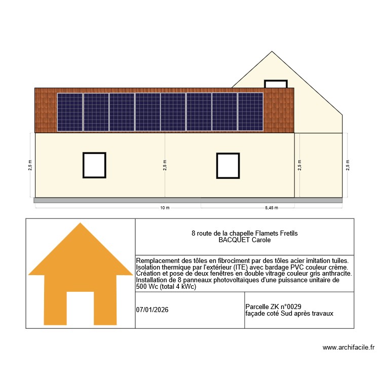 DP4 - Façade SUD - État Projeté. Plan de 0 pièce et 0 m2 DP4 - Façade SUD - État Projeté. Plan de 0 pièce et 0 m2