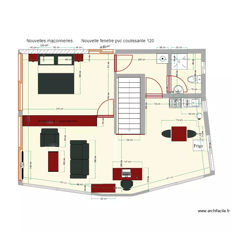 Appt IV new. Plan de 4  et 57 m²