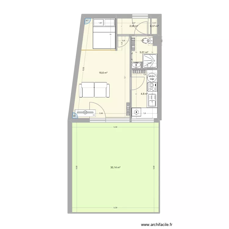 Fontenay 2026 - &Eacute;lectricit&eacute;. Plan de 6 pièces et 59 m²