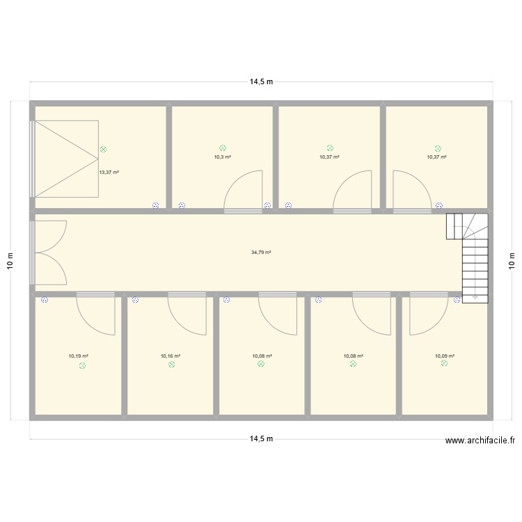 Projet Box Grange. Plan de 15 pièces et 171 m2