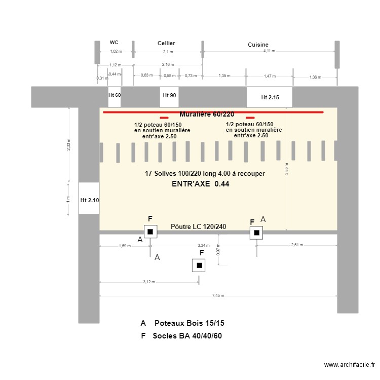 Espaces plots BA- Ouvertures-Plancher Ht de RdeCh. Plan de 1 pièce et 29 m2