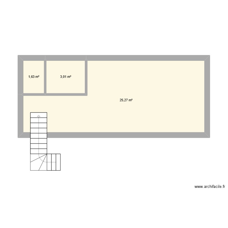 étage. Plan de 3 pièces et 30 m2