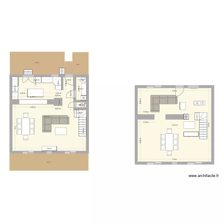 RDC Saussens. Plan de 4 Pièces et 119 m²