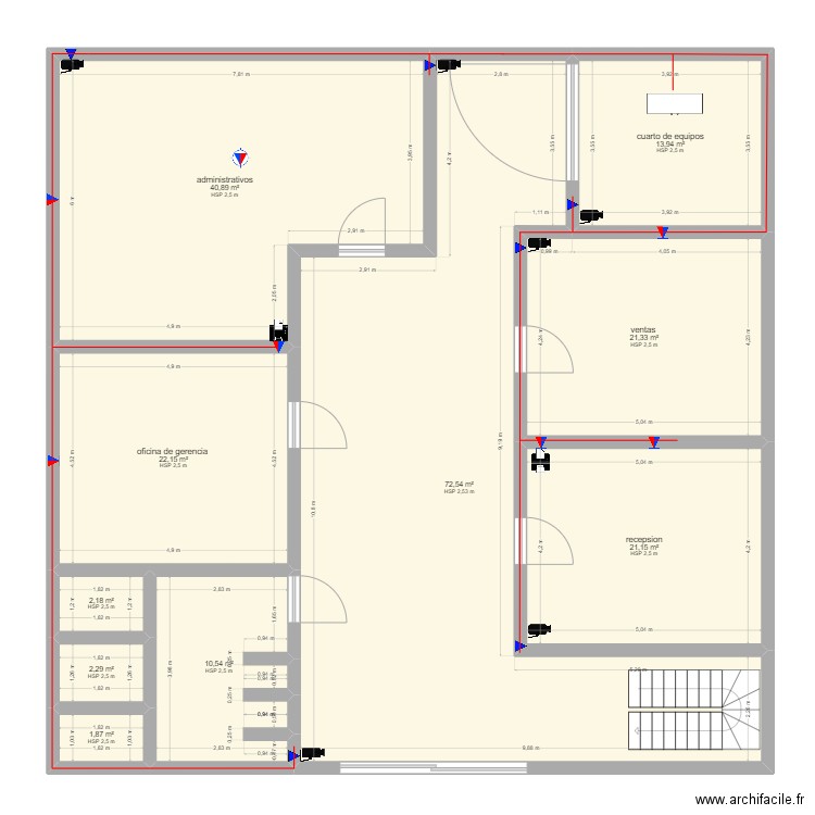 cableado . Plan de 10 pièces et 209 m2