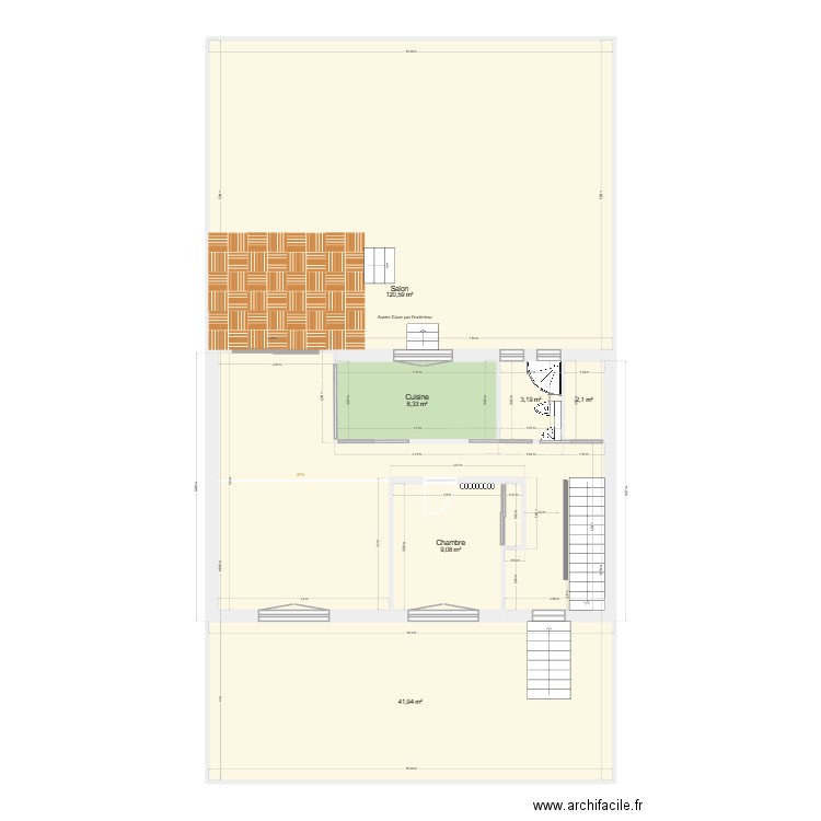 plan projet final grande cuisine sans meuble. Plan de 7 pièces et 186 m2