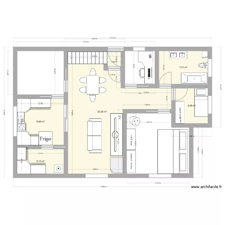 Carina 2. Plan de 5  et 60 m²