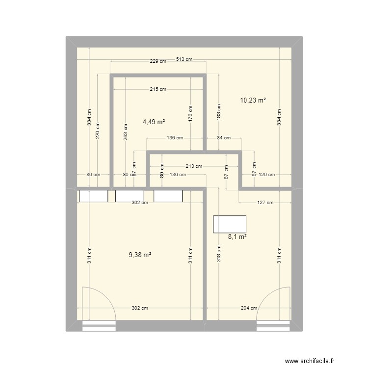 egypte V1.5. Plan de 4 pièces et 32 m2