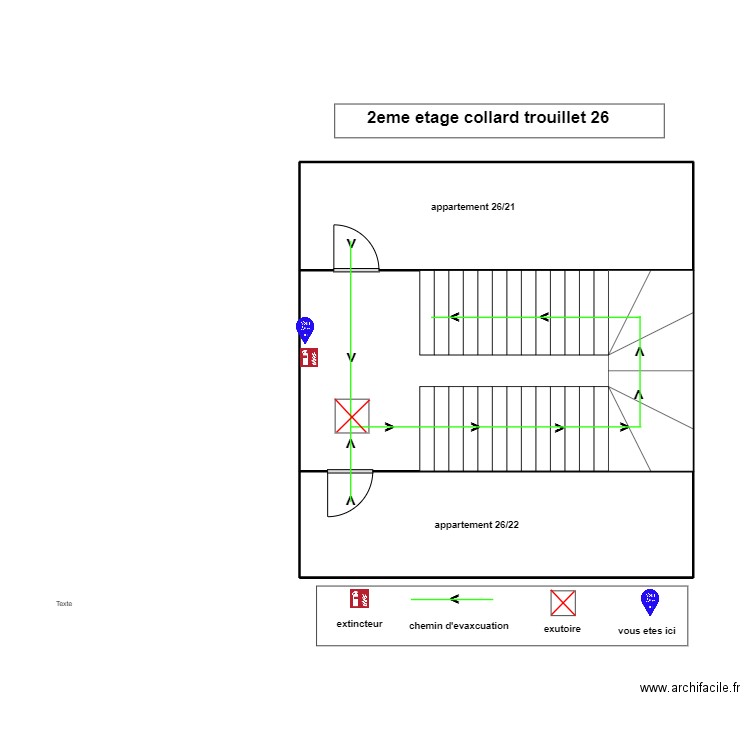 2eme etage  collard trouillet 26. Plan de 3 pièces et 51 m2
