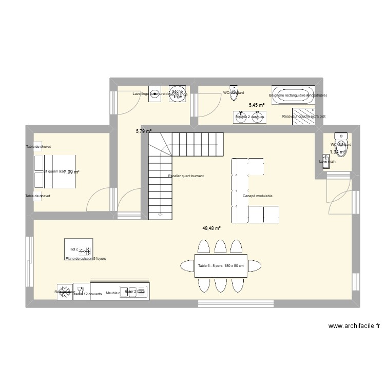 virginie. Plan de 5 pièces et 68 m2