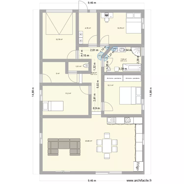 plan 3. Plan de 10  et 117 m²