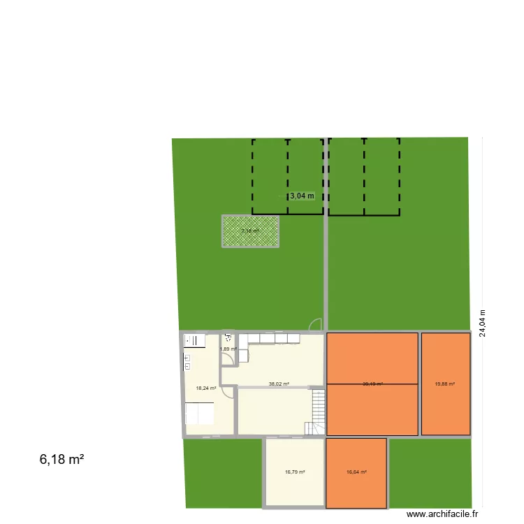 HO340. Plan de 15  et 260 m²
