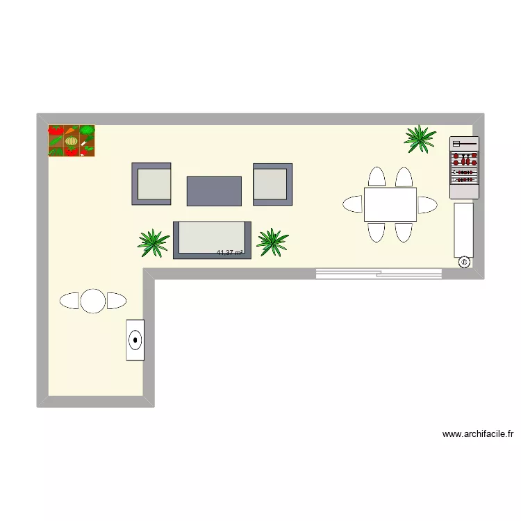 balcon2. Plan de 1  et 41 m²