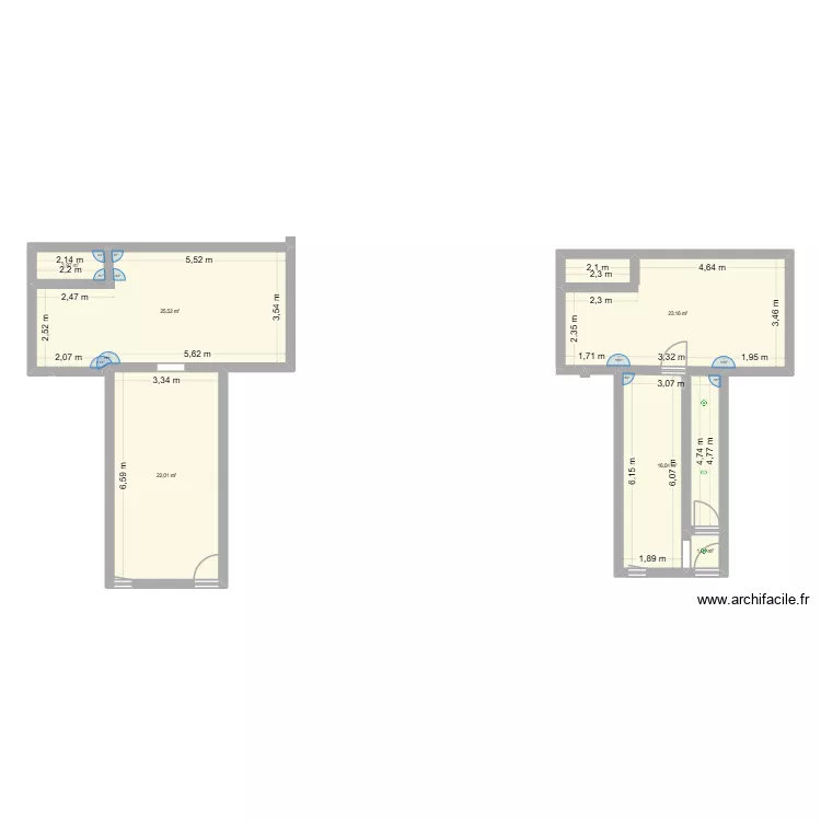 plan 1 sans modification. Plan de 6  et 90 m²