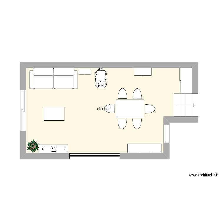 Plan original. Plan de 1 pièce et 25 m2