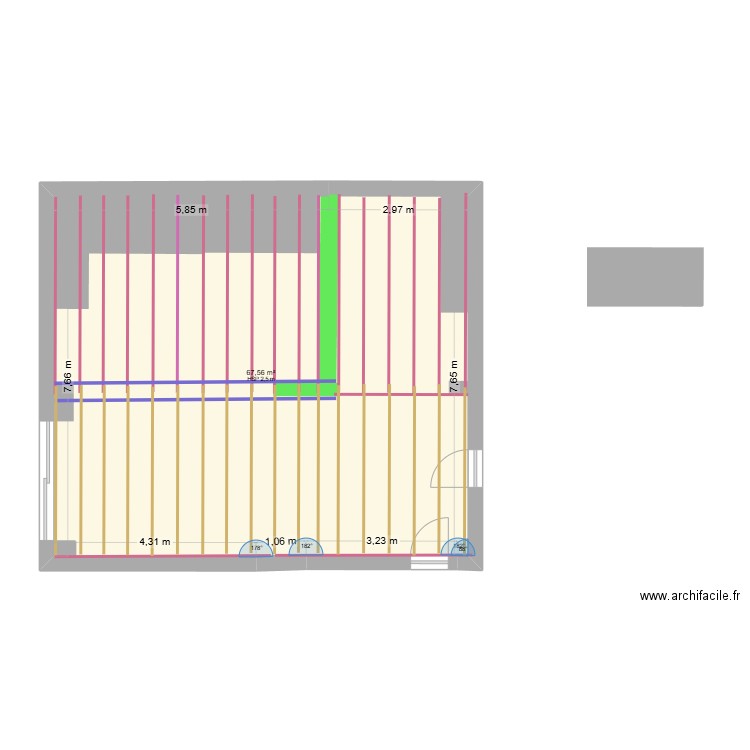 Maison 2. Plan de 1 pièce et 68 m2