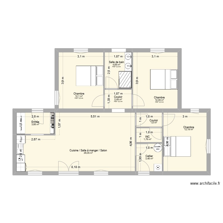COLLAVINO. Plan de 10 pièces et 84 m2