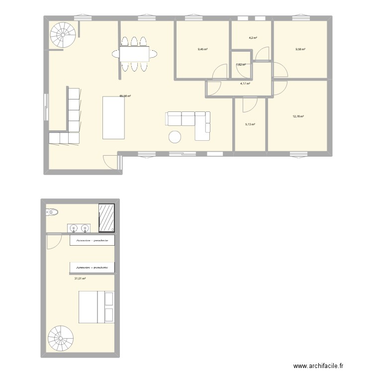 Maison 5. Plan de 9 pièces et 143 m2