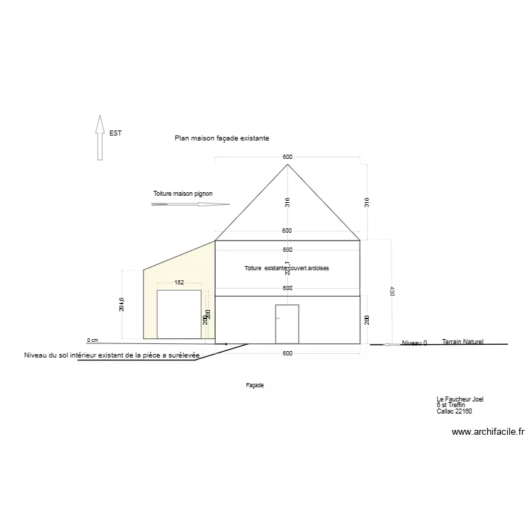 Fa&ccedil;ade Nord Ouest 12345678. Plan de 