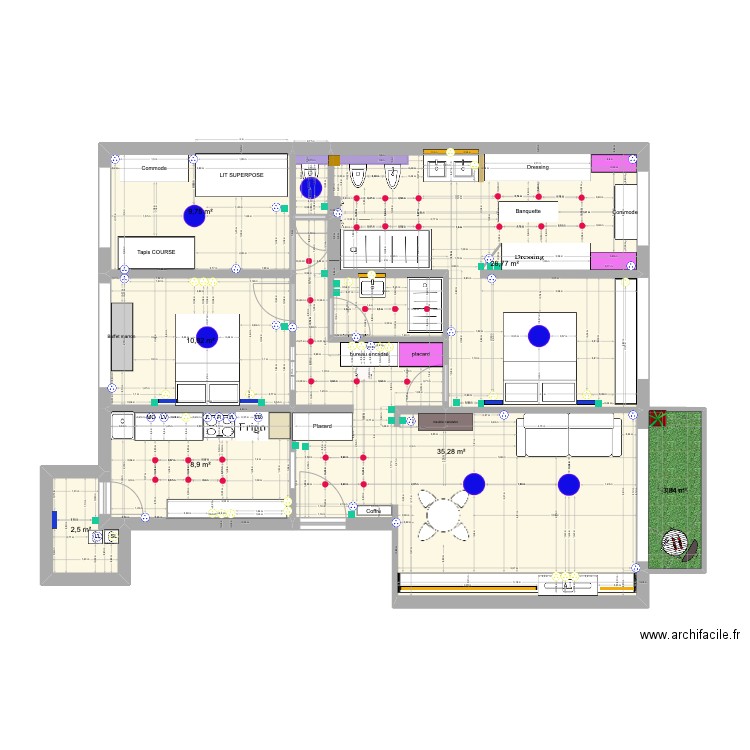 Plan Haute ELEC. Plan de 7 pièces et 100 m2