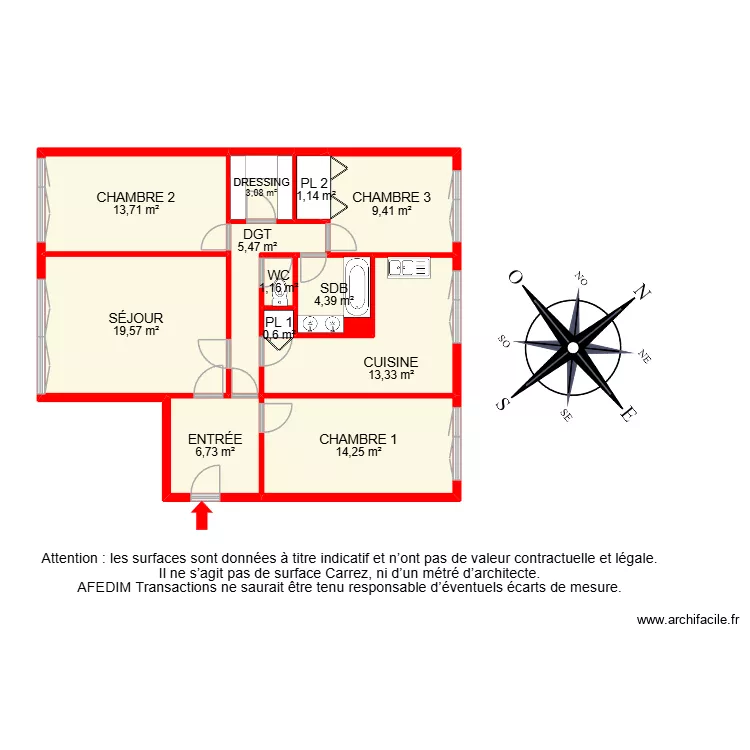 BI 31673. Plan de 14  et 116 m²