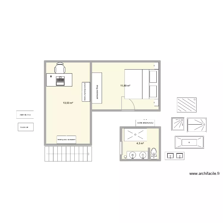 Etage. Plan de 3  et 30 m²