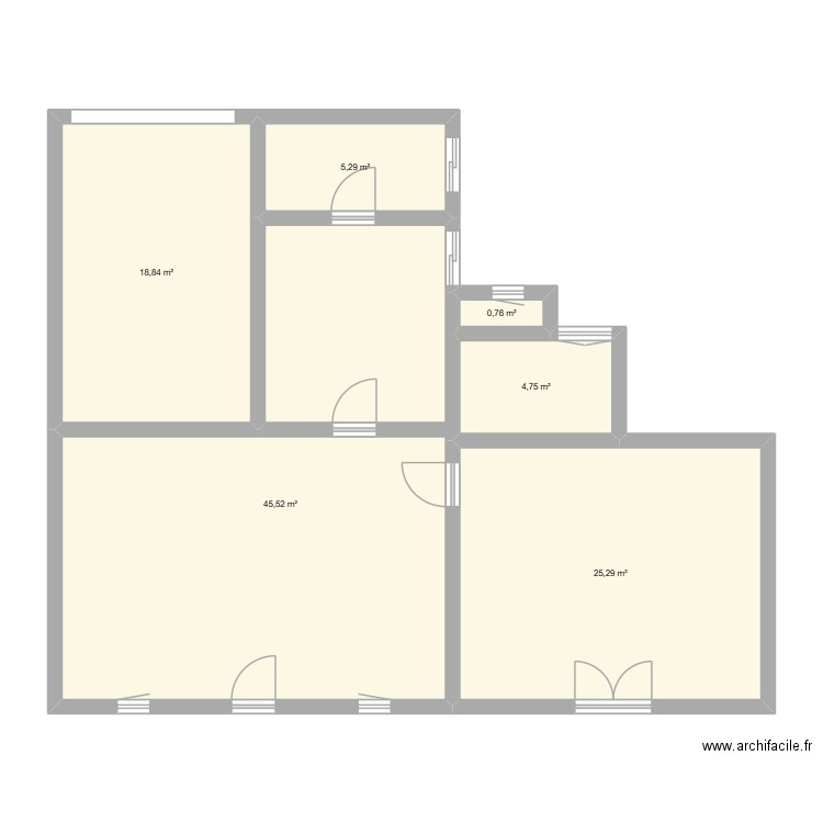 Maison RDC. Plan de 6 pièces et 100 m2