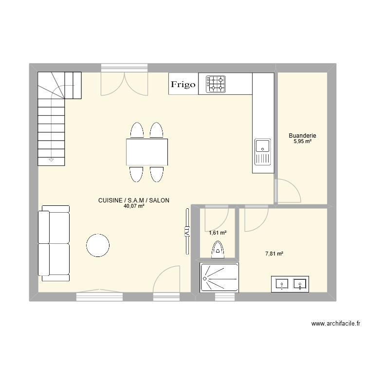 Maison 3 avec étage. Plan de 10 pièces et 110 m2