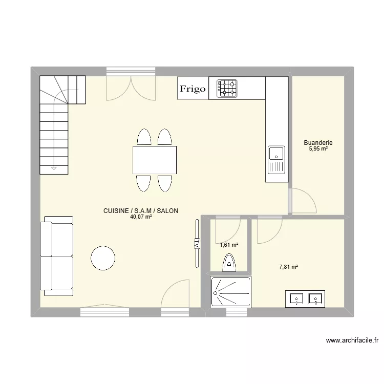Maison 3 avec &eacute;tage. Plan de 