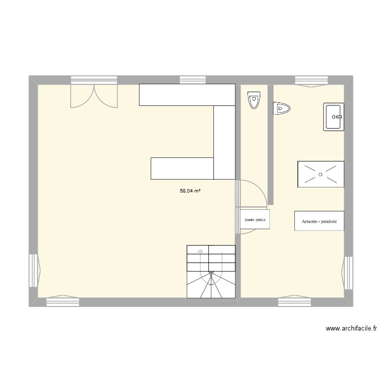 Nini home. Plan de 1 pièce et 58 m2