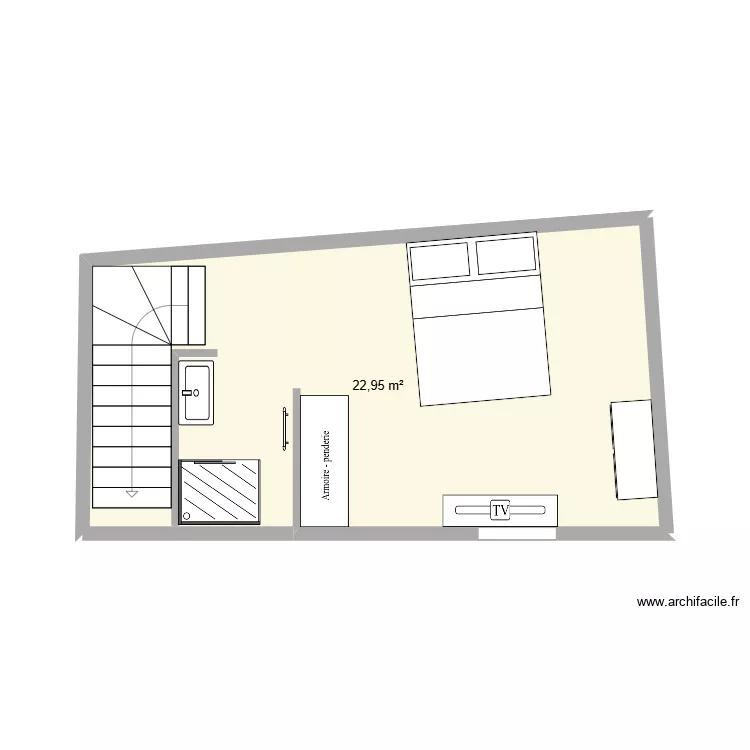 le mauguin &eacute;tage. Plan de 1  et 23 m²