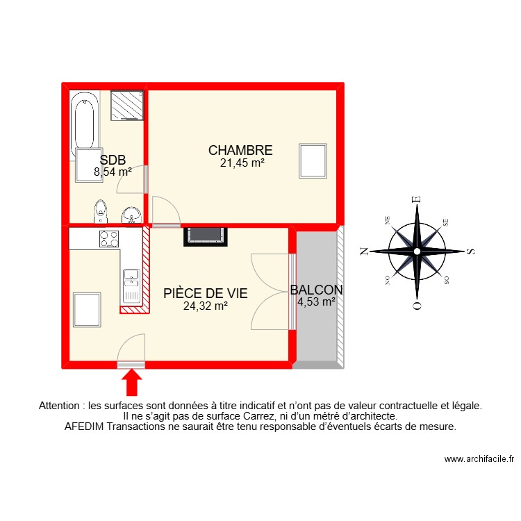BI 29819. Plan de 6 pièces et 83 m2