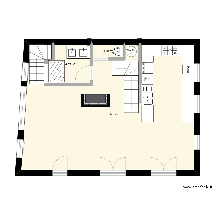 drj Jarrier. Plan de 3 pièces et 62 m2