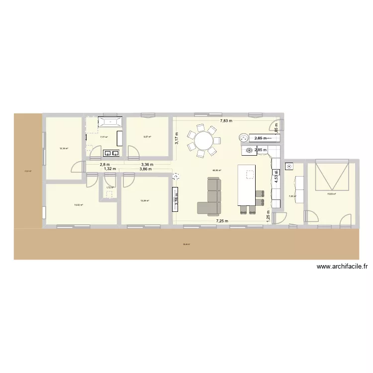 maison 2. Plan de 9 Pièces et 146 m²
