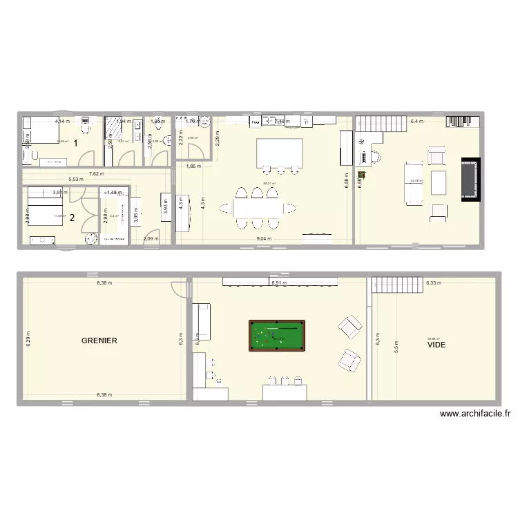 fusion maison sylvain Eva. Plan de 12 pièces et 298 m²