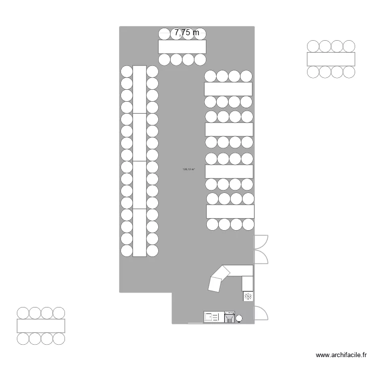 SALLE RECEPTION. Plan de 1 et 128 m² SALLE RECEPTION. Plan de 1 et 128 m²