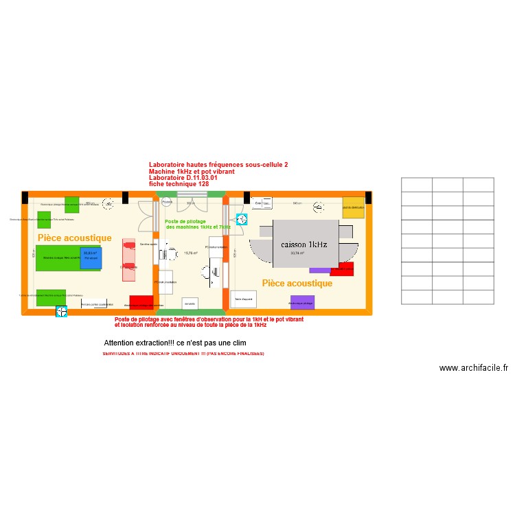 Fiche 128_Labo hautes fréquences sous cellule 2 V4caisson. Plan de 0 pièce et 0 m2