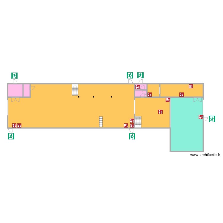 Plan hall MEO rdc - PIU lutte contre l'incendie. Plan de 9 pièces et 150 m2