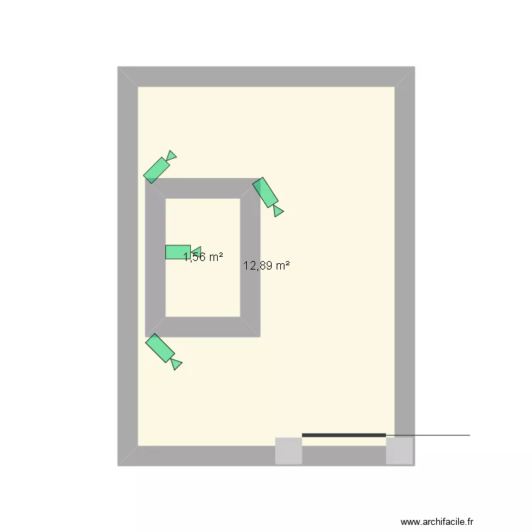 parc auto. Plan de 2 Pièces et 18 m²