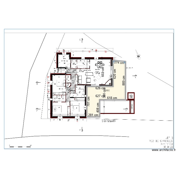 terrasse Guagliola B réel. Plan de 1 pièce et 54 m2