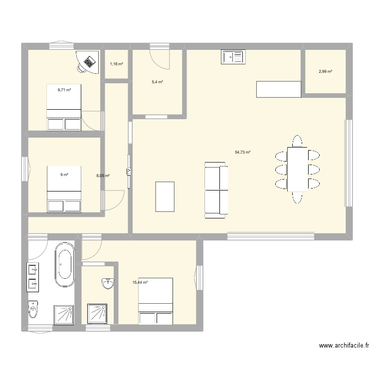maison 1. Plan de 8 pièces et 106 m2
