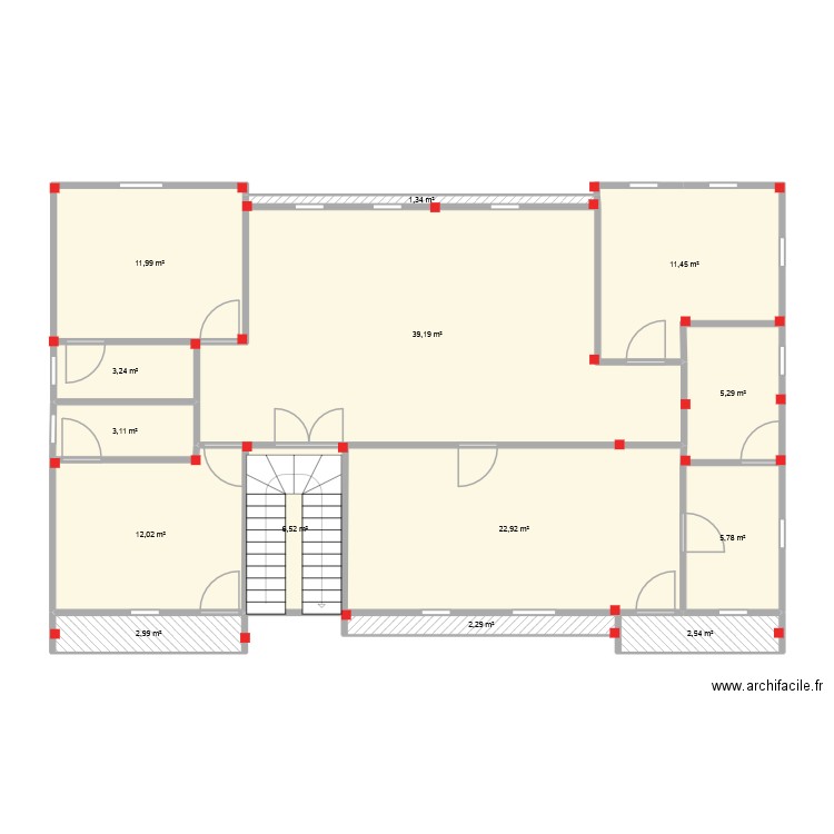 Etage 1 LAMBAYE amenager. Plan de 14 pièces et 131 m2