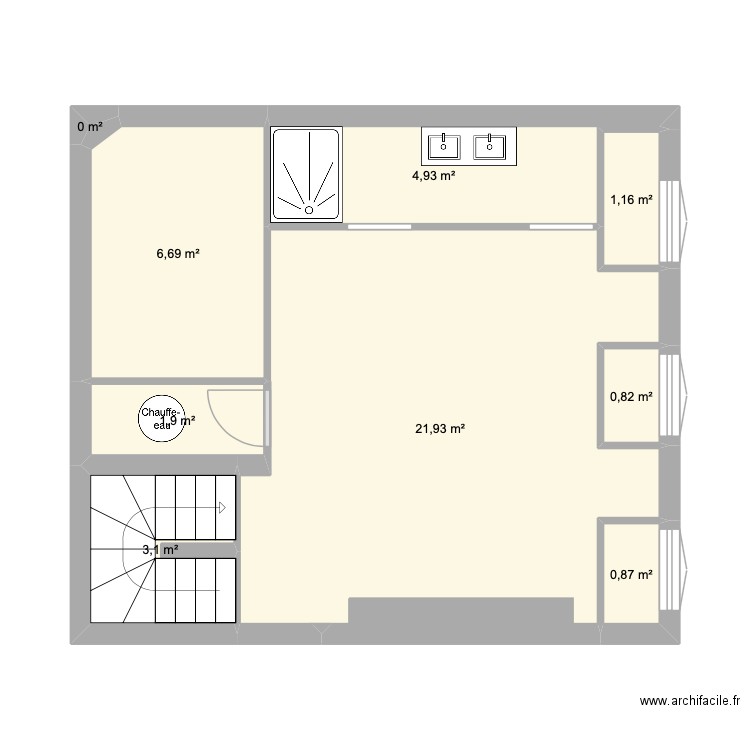 Felix Etage Plomberie. Plan de 9 pièces et 41 m2