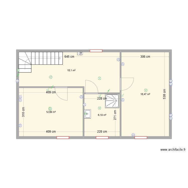 carvalho ETAGE 2. Plan de 4 pièces et 50 m2