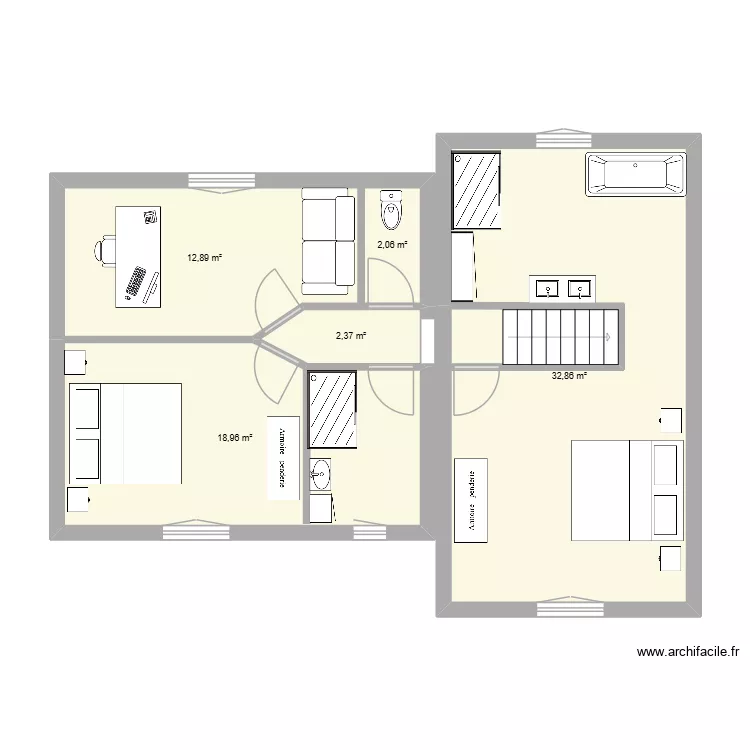 paradou etage. Plan de 5  et 69 m²