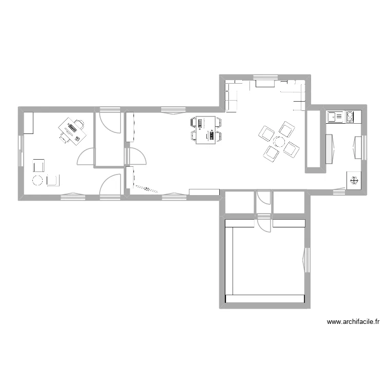 Plan d&eacute;finitif local. Plan de 6 pièces et 38 m²