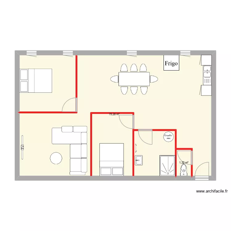 app n&deg;3 t3 1er etage (71.63 m&sup2;). Plan de 