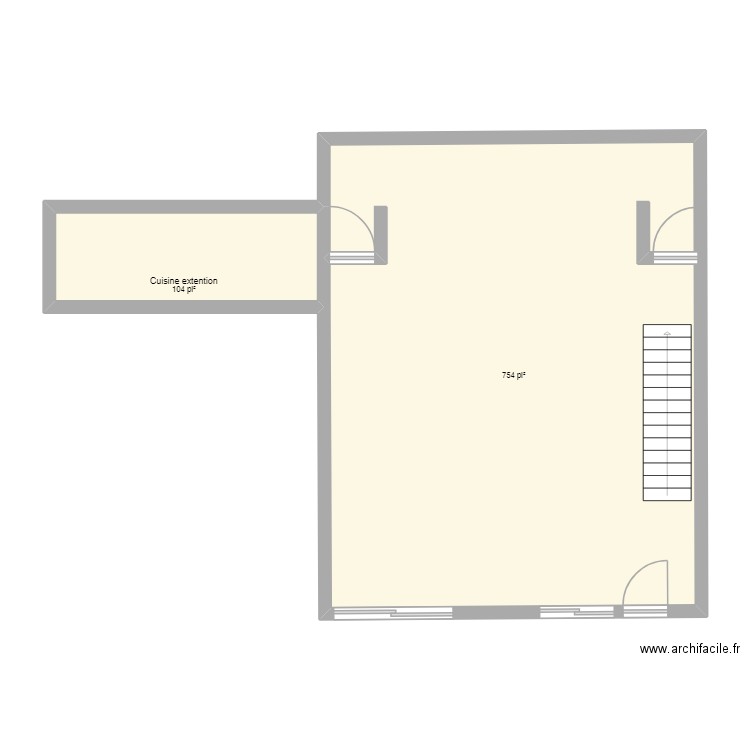 Extention Chalet. Plan de 2 pièces et 80 m2