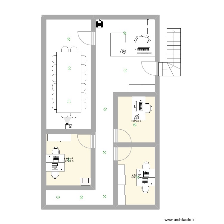plan bureu entreprise. Plan de 3 pièces et 22 m2