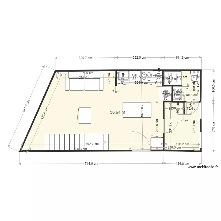 palissade 7. Plan de 1  et 31 m²